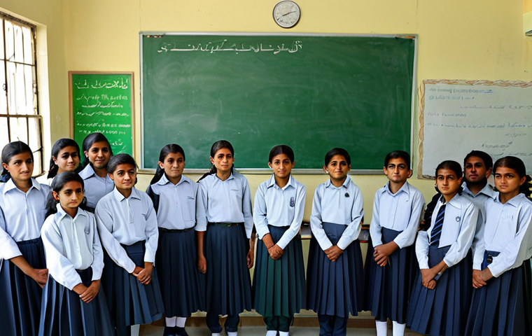 **
"A group of Pakistani students in a bright, modern classroom, fully clothed in modest school uniforms, learning about environmental conservation from a female teacher. The classroom is decorated with posters about recycling and renewable energy. Safe for work, appropriate content, professional, perfect anatomy, correct proportions, well-formed hands, natural pose, family-friendly."
**