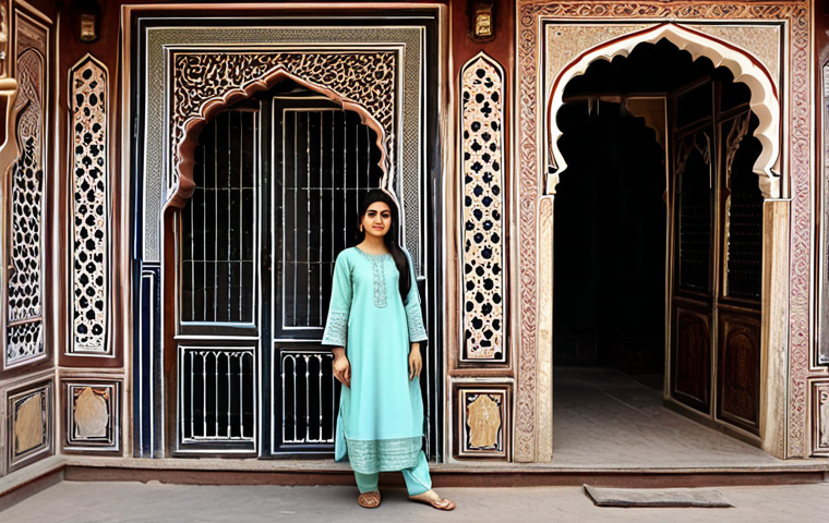 **
A young Pakistani woman, fully clothed in a modest shalwar kameez with intricate embroidery, standing in front of a traditional haveli in Lahore. The scene captures the beauty of Pakistani architecture and culture. Safe for work, appropriate content, professional photography, perfect anatomy, natural pose, family-friendly.
**