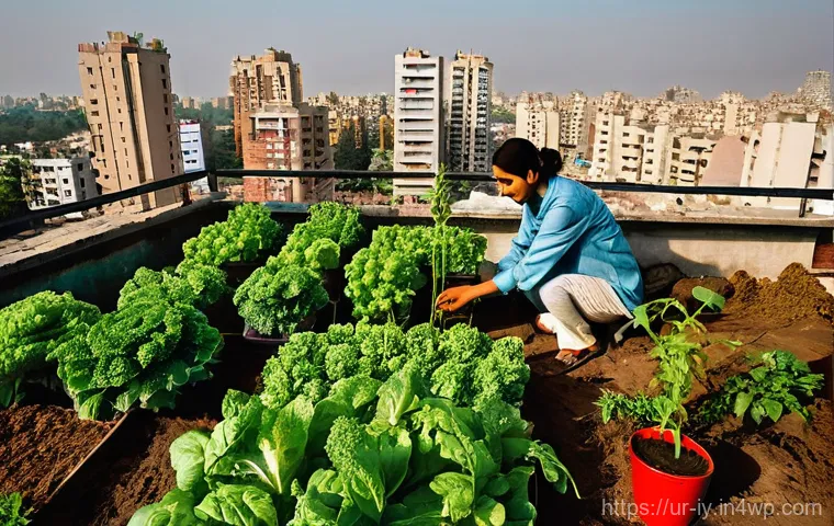 생태적 자아 형성을 위한 국제적 사례 - **Prompt:** A vibrant and lush rooftop garden in a bustling Pakistani city, such as Lahore or Karach...