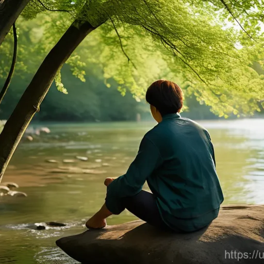 자연과의 연결이 생태적 자아에 미치는 영향 - **Prompt 1: Serene Solace in Nature**
A tranquil image of a person (gender-neutral, adult) sitti...