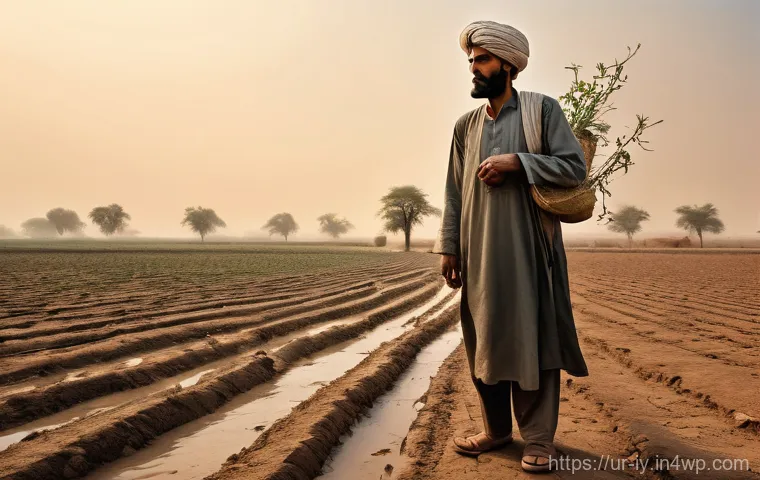 생태적 자아 형성과 기후 변화 대응 - Image Prompt 1: The Weight of a Warming World in Pakistan**