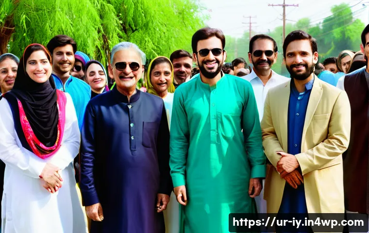 생태적 자아 형성을 위한 새로운 패러다임 - A vibrant community gathering in a Pakistani neighborhood, with diverse men, women, and children par...