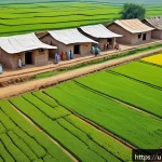 Home 22 생태적 자아 형성을 위한 데이터 분석 - A detailed aerial view of a rural Pakistani village in Punjab, showcasing local community members us...