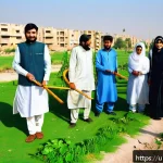 Home 23 생태적 자아 형성과 사회적 변화 - A vibrant community park scene in a Pakistani neighborhood with diverse people actively participatin...