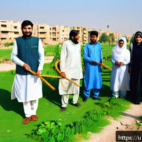 Home 17 생태적 자아 형성과 사회적 변화 - A vibrant community park scene in a Pakistani neighborhood with diverse people actively participatin...